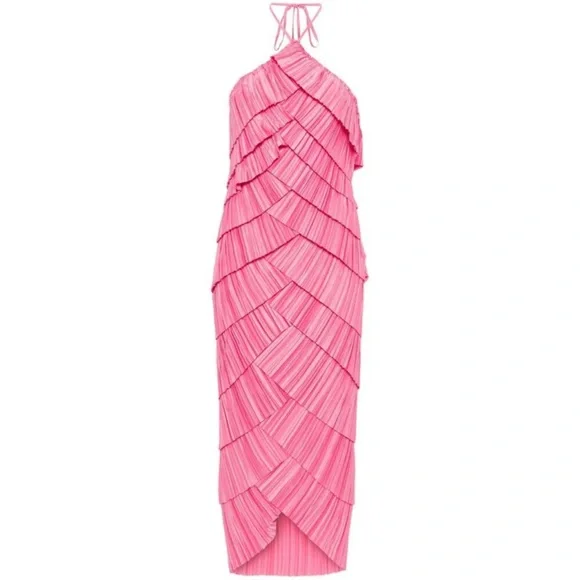 NWT Cult Gaia Pink Patrizia dress layered Evening Dresses NEW size 4 rosette - Picture 1 of 5